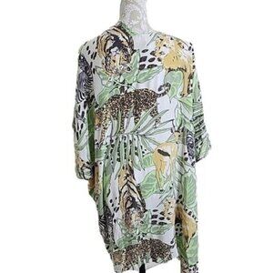 Aerie Swim Coverup Kimono Safari Animal Print Women's One Size